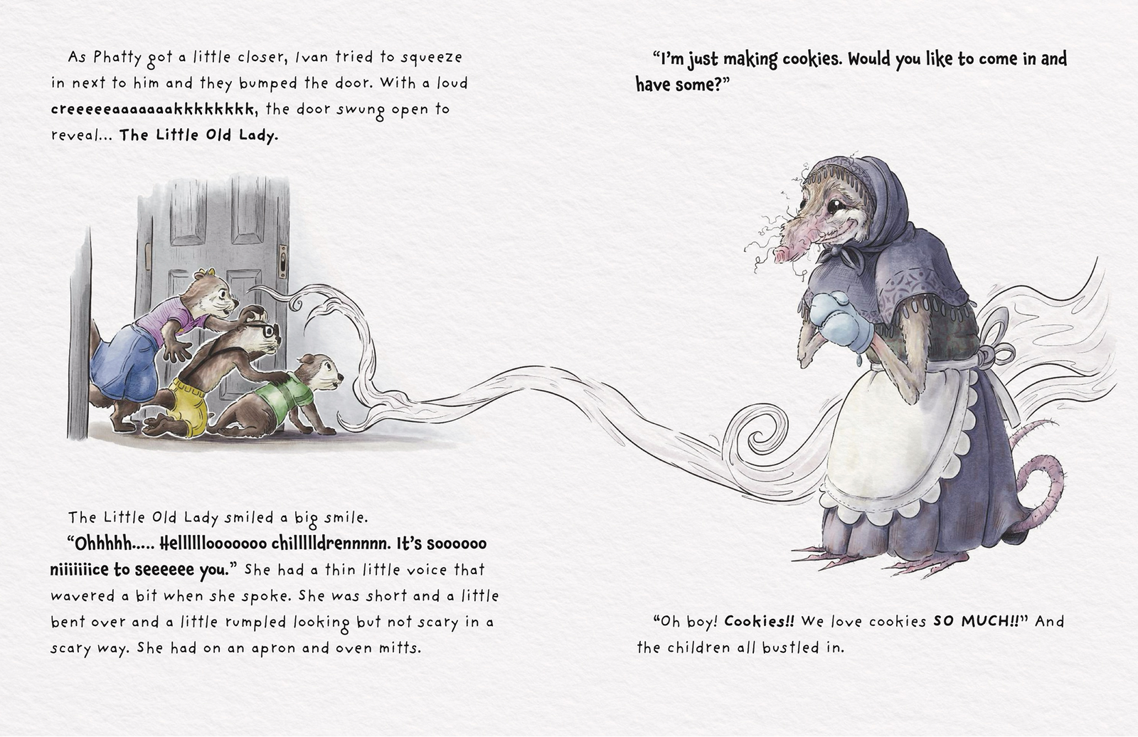 Interior spread from Dada and the Three Little Kids
